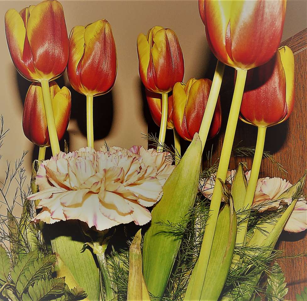Tulipán és szegfű kirakós online