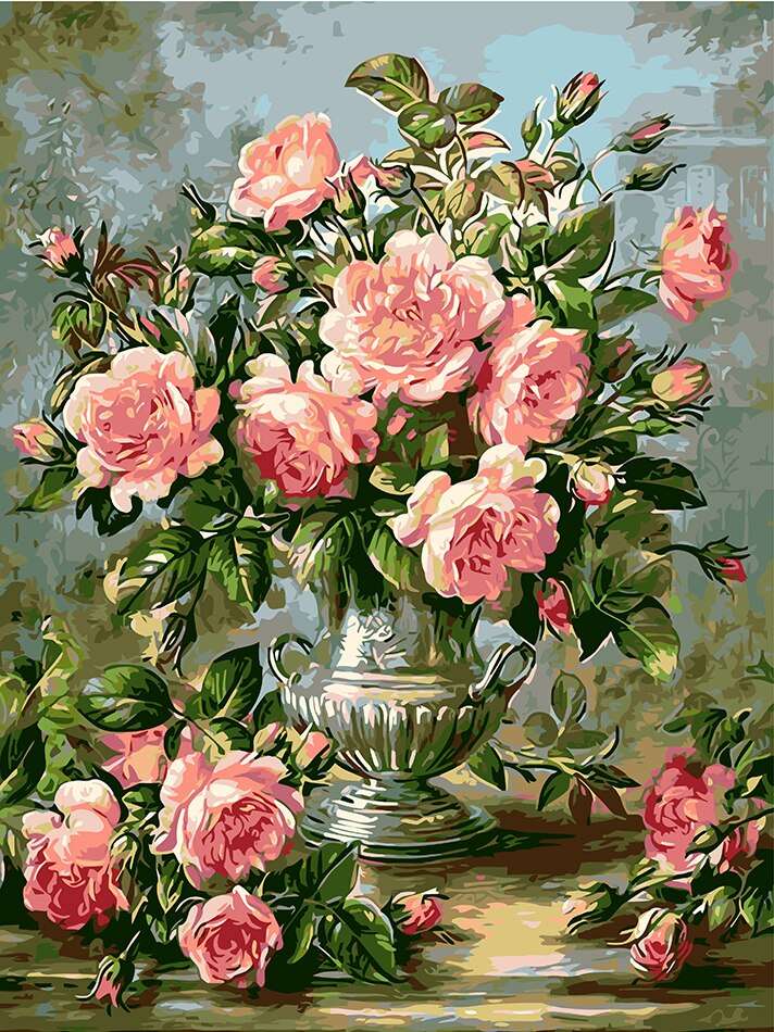 obrázek - malované růže skládačky online