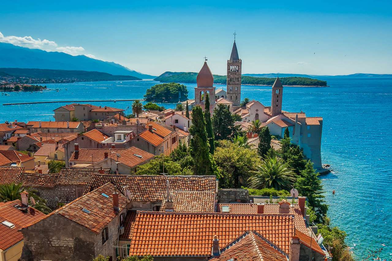 Stadt auf Insel Rab Kroatien Online-Puzzle