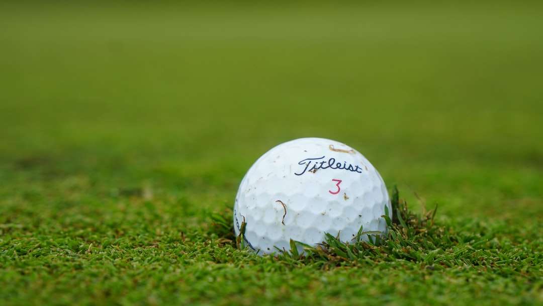 λευκή μπάλα του γκολφ στο πράσινο γρασίδι πεδίο κατά τη διάρκεια της ημέρας παζλ online