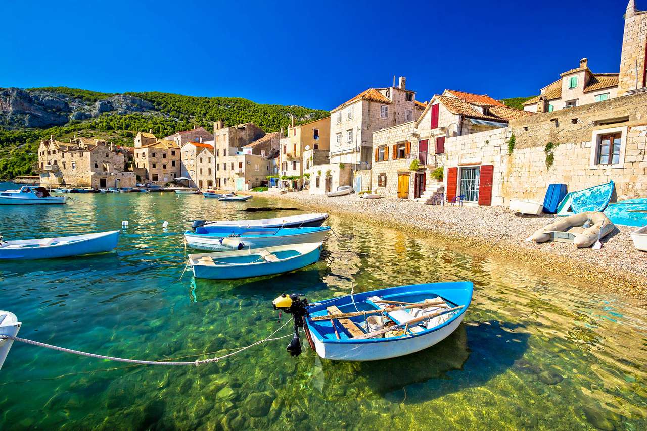 Vis ön Komiza strand Kroatien pussel på nätet
