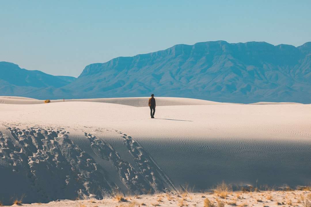 pessoa caminhando no deserto durante o dia puzzle online