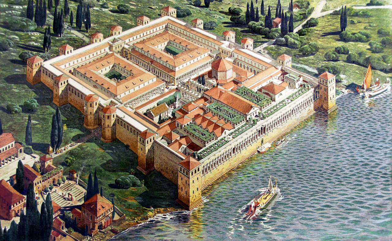 Delad modellpalats av Diocletian Kroatien pussel på nätet