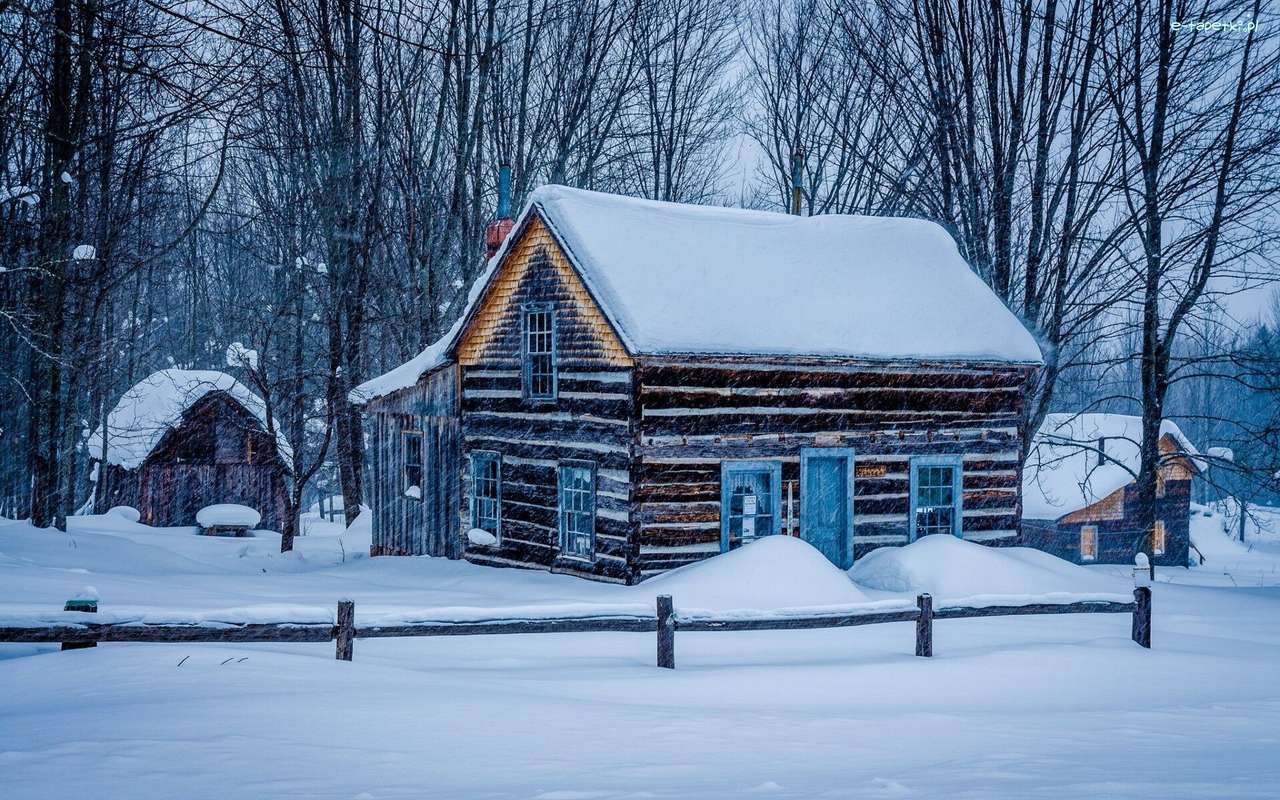 χιονισμένο εξοχικό σπίτι παζλ online
