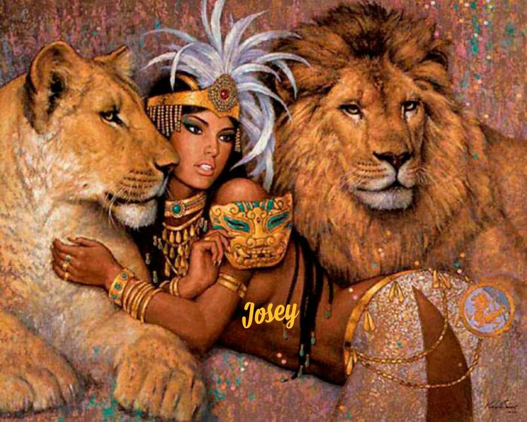 Goddess among lions. jigsaw puzzle online