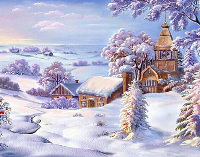 paysage en hiver neigeux puzzle en ligne