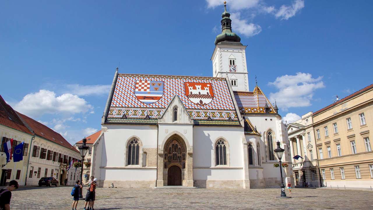 Horvátország fővárosa Szent Márk-templom online puzzle