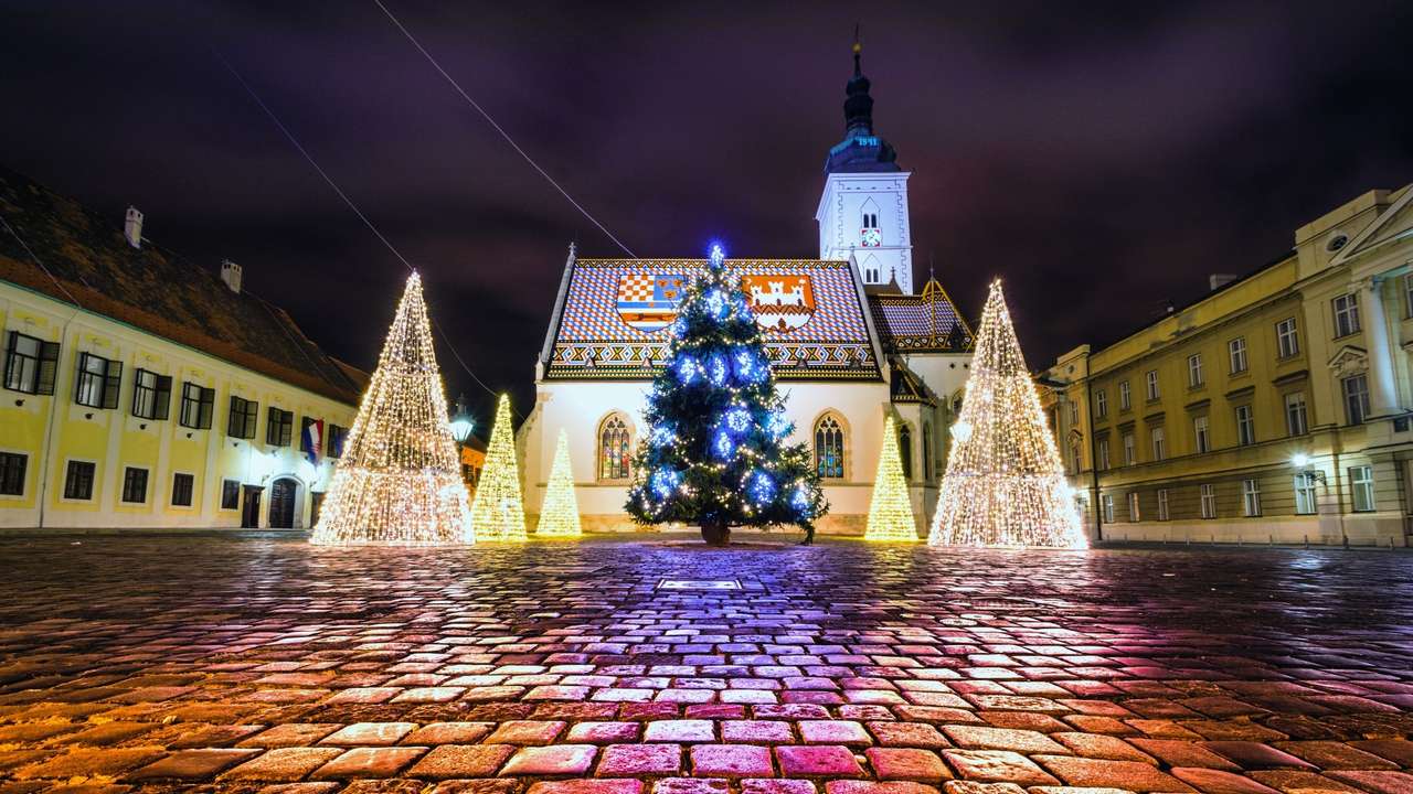 Horvátország fővárosa Szent Márk-templom online puzzle