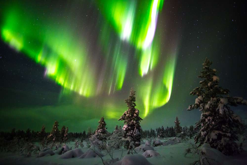 aurora boreal na Lapônia quebra-cabeças online