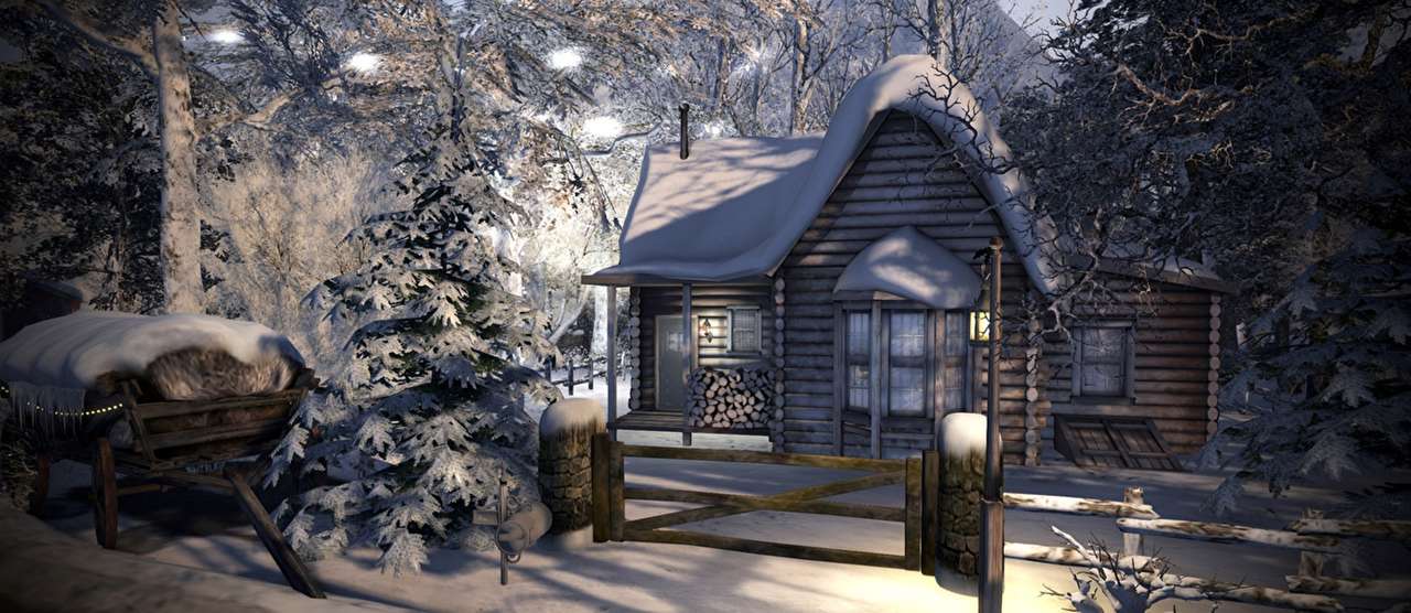 hus i snön Pussel online