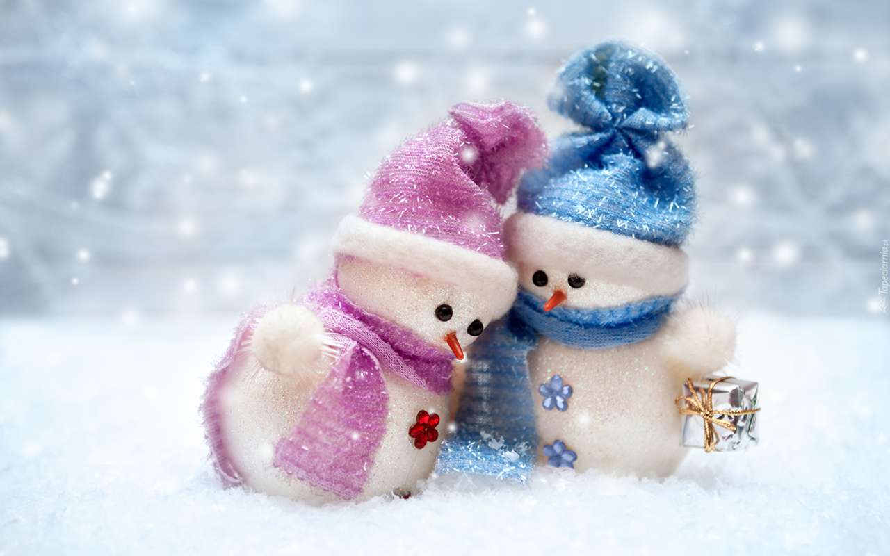 bonecos de neve abraçados puzzle online