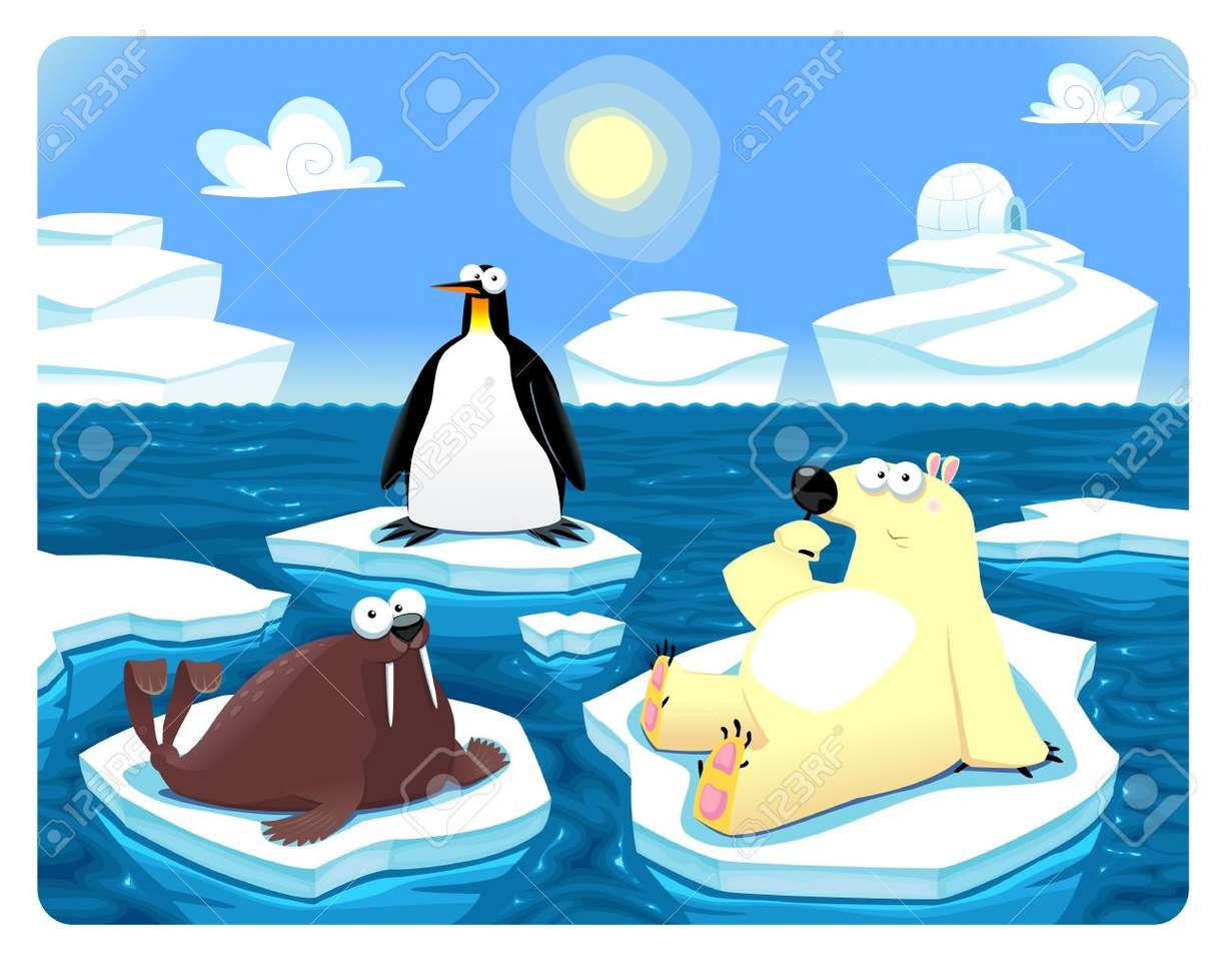 Les animaux polaires sont assis au soleil puzzle en ligne