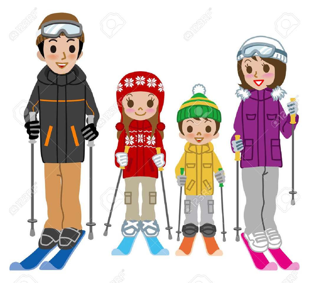 En famille, le ski puzzle en ligne