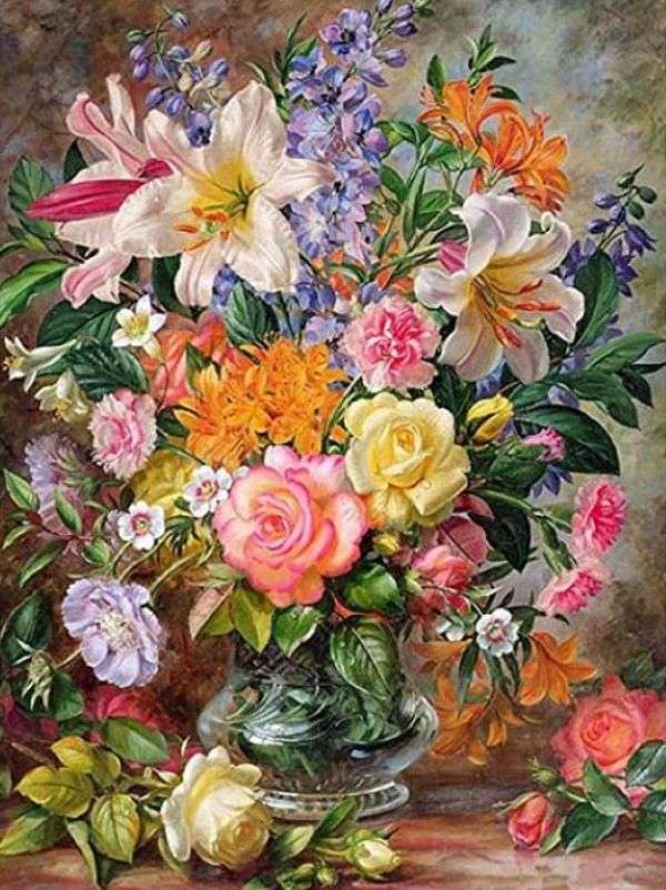 Vază de pictură cu flori puzzle online