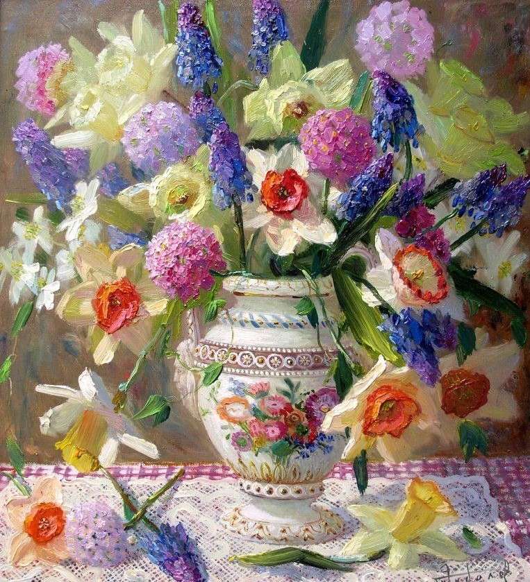Malba váza s květinami skládačky online
