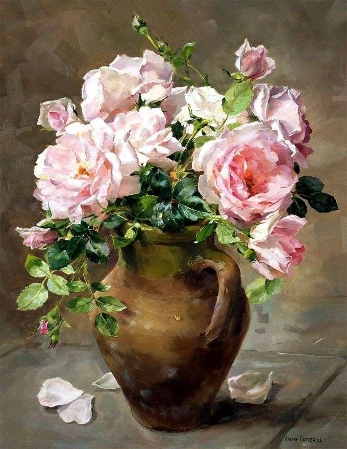 Vaso dipinto con rose puzzle online