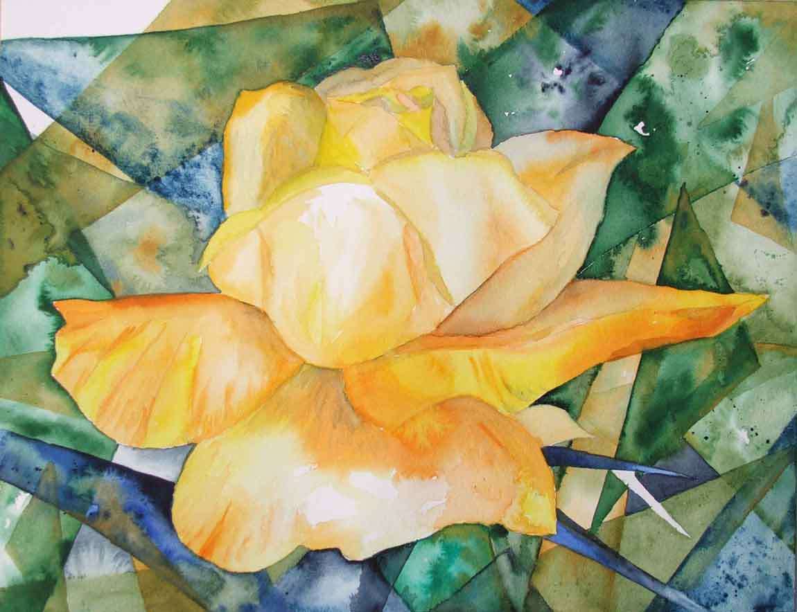Peinture rose buisson jaune puzzle en ligne