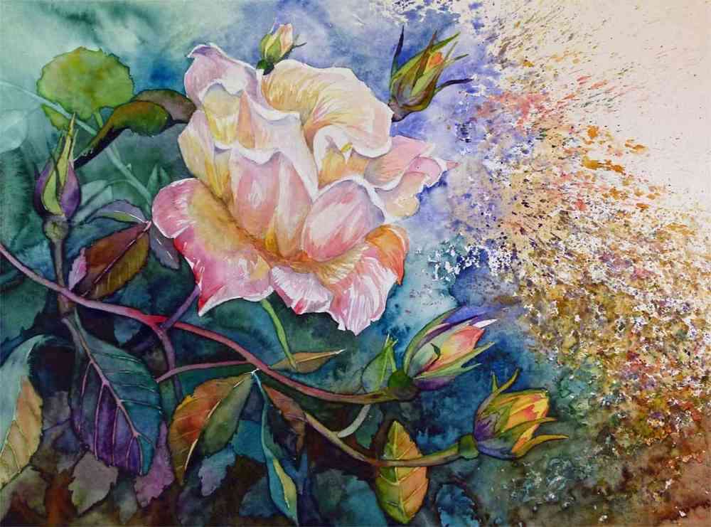 Peinture rose buisson jaune puzzle en ligne