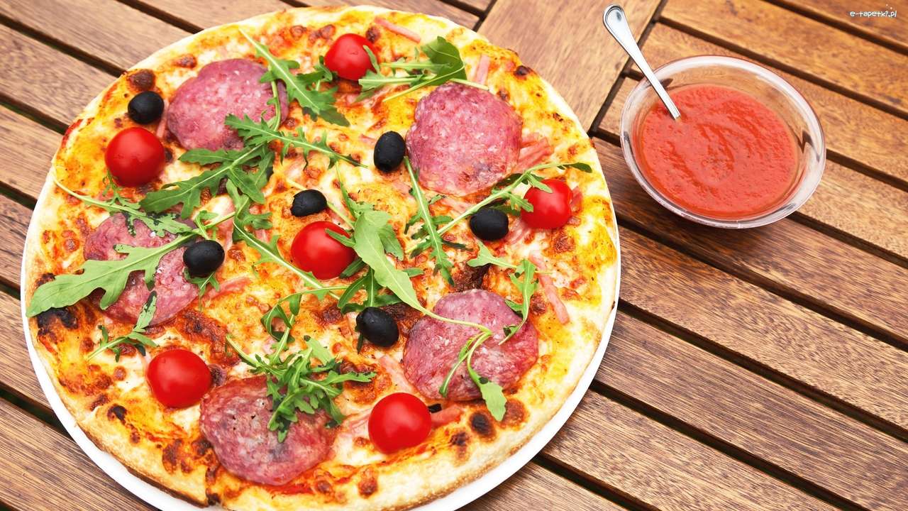 pizza with sauce jigsaw puzzle online