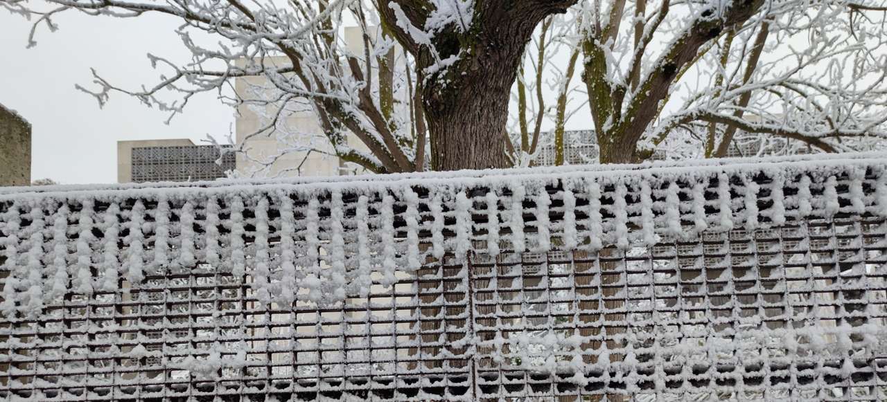 Fryst staket i Zamora-Spanien. pussel på nätet