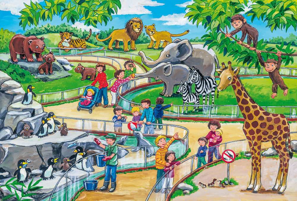 gyerekek az állatkertben kirakós online