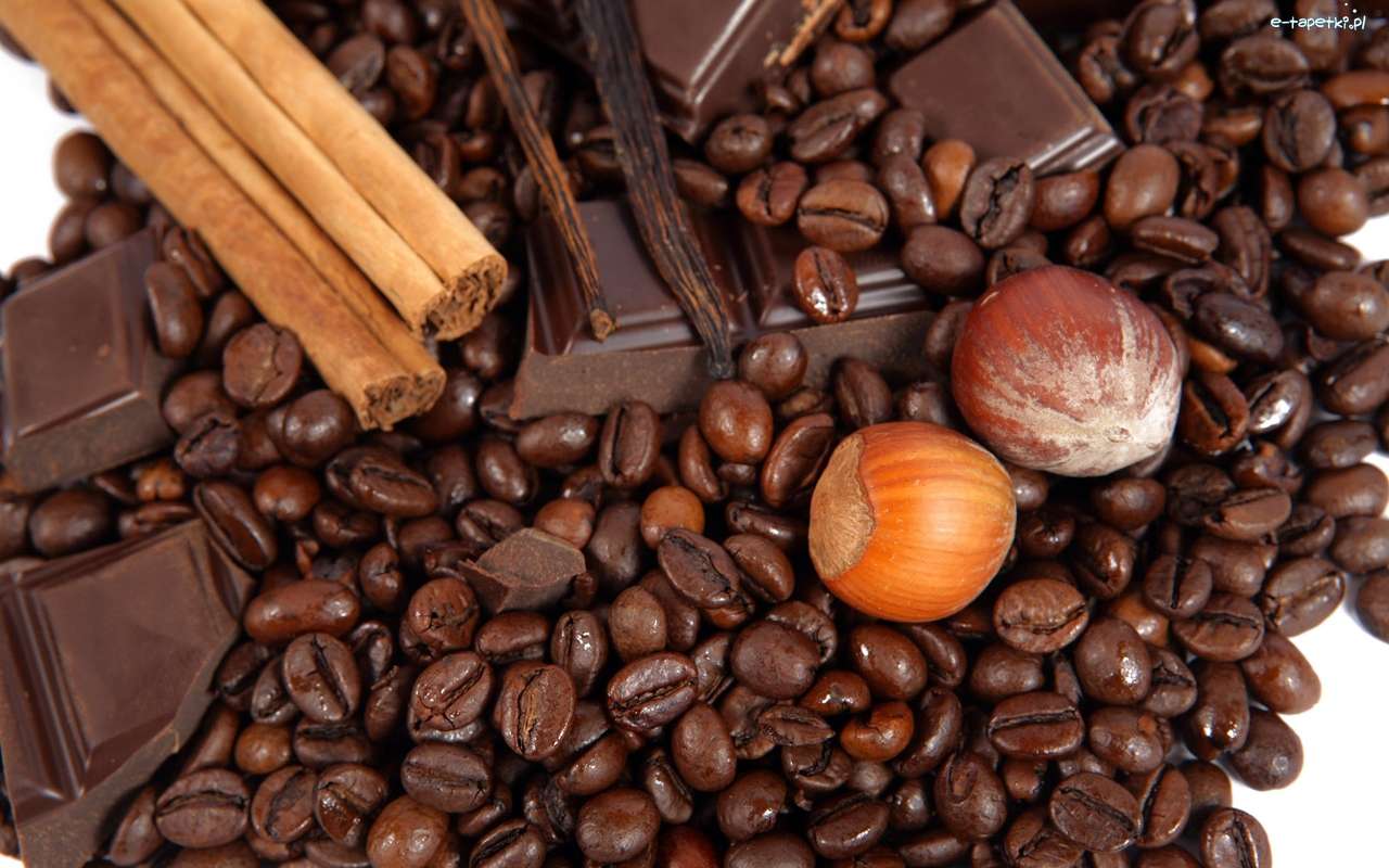 káva, ořechy, čokoláda online puzzle