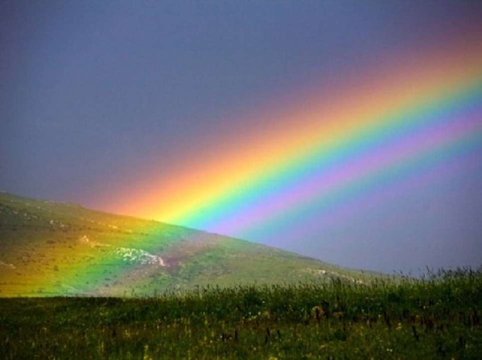 Regenboog over de velden. online puzzel