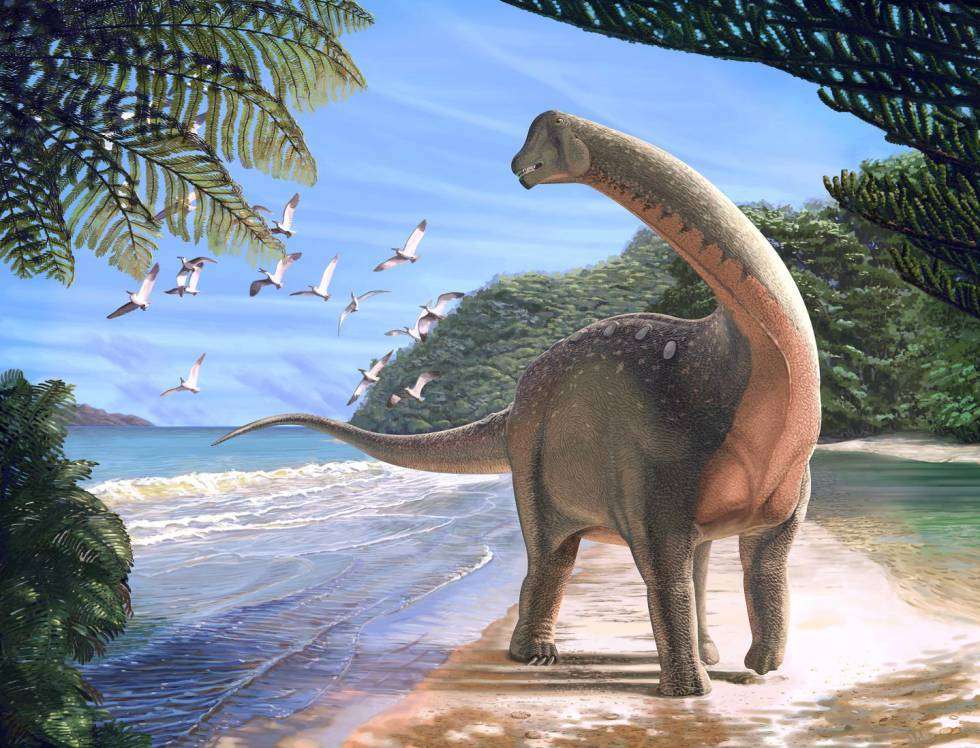 Динозавр в пейзаже пазл онлайн