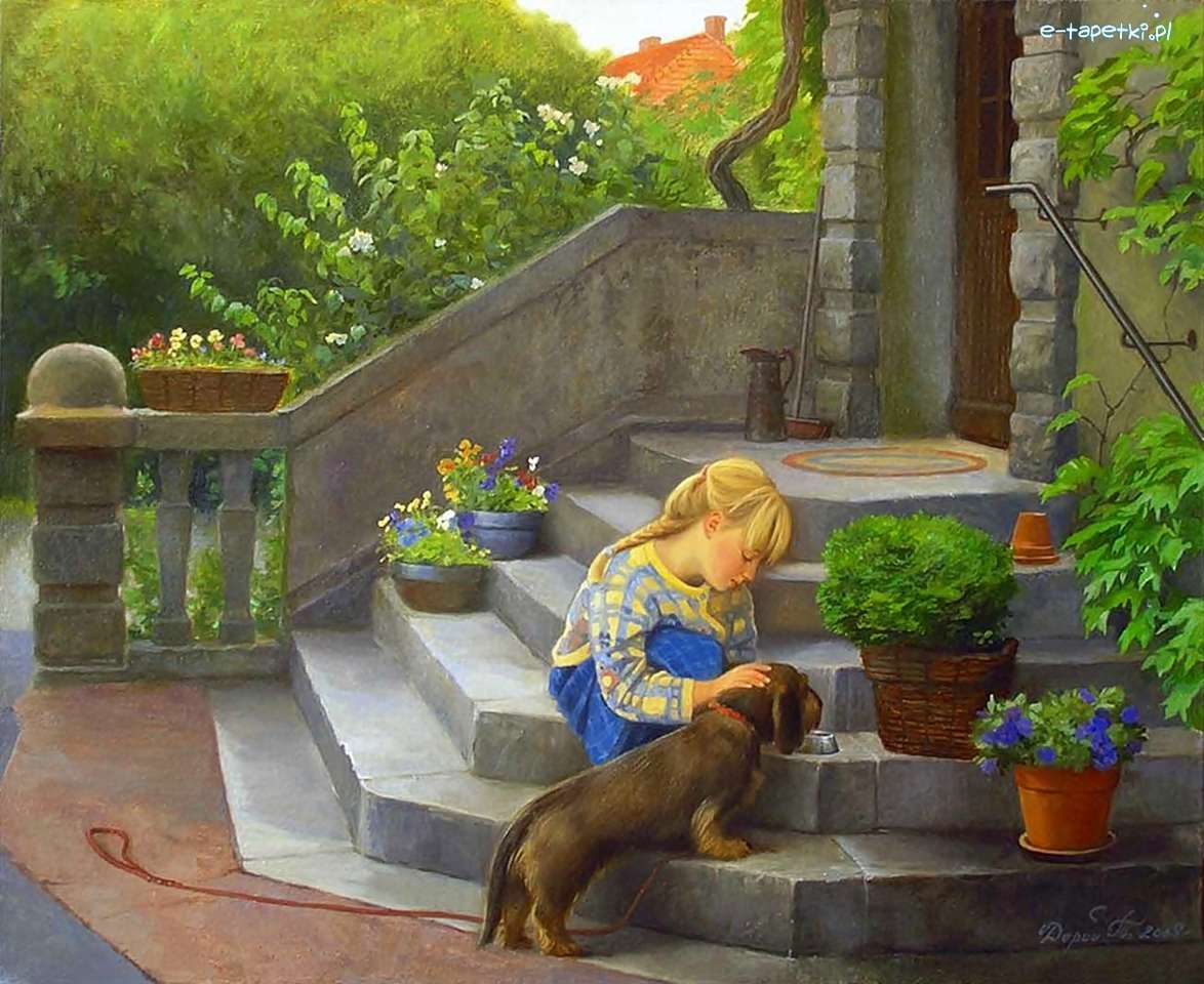 girl with a doggy jigsaw puzzle online
