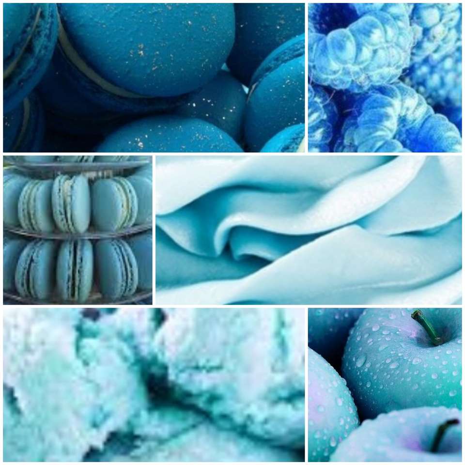Collage de comida azul rompecabezas en línea