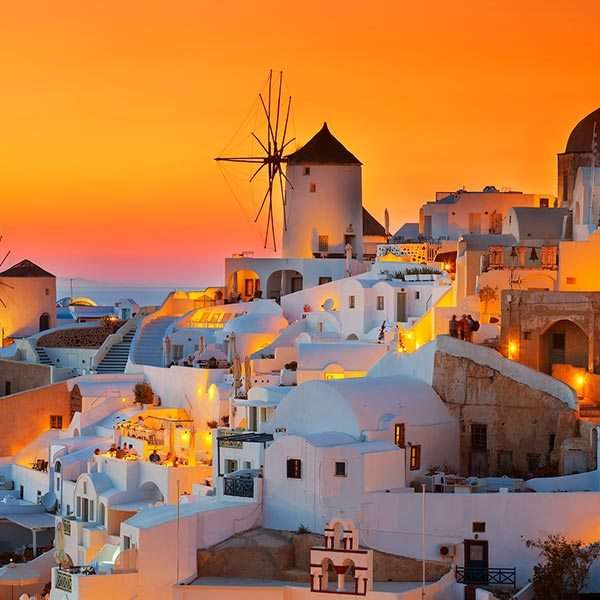 grecia - puesta de sol rompecabezas en línea