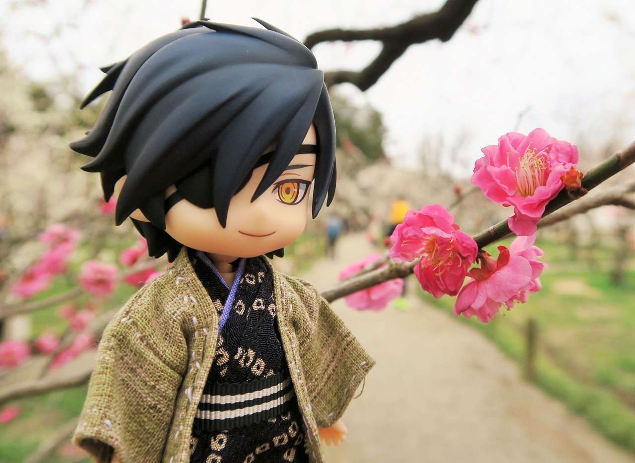 Mitsu et de jolies fleurs roses puzzle en ligne