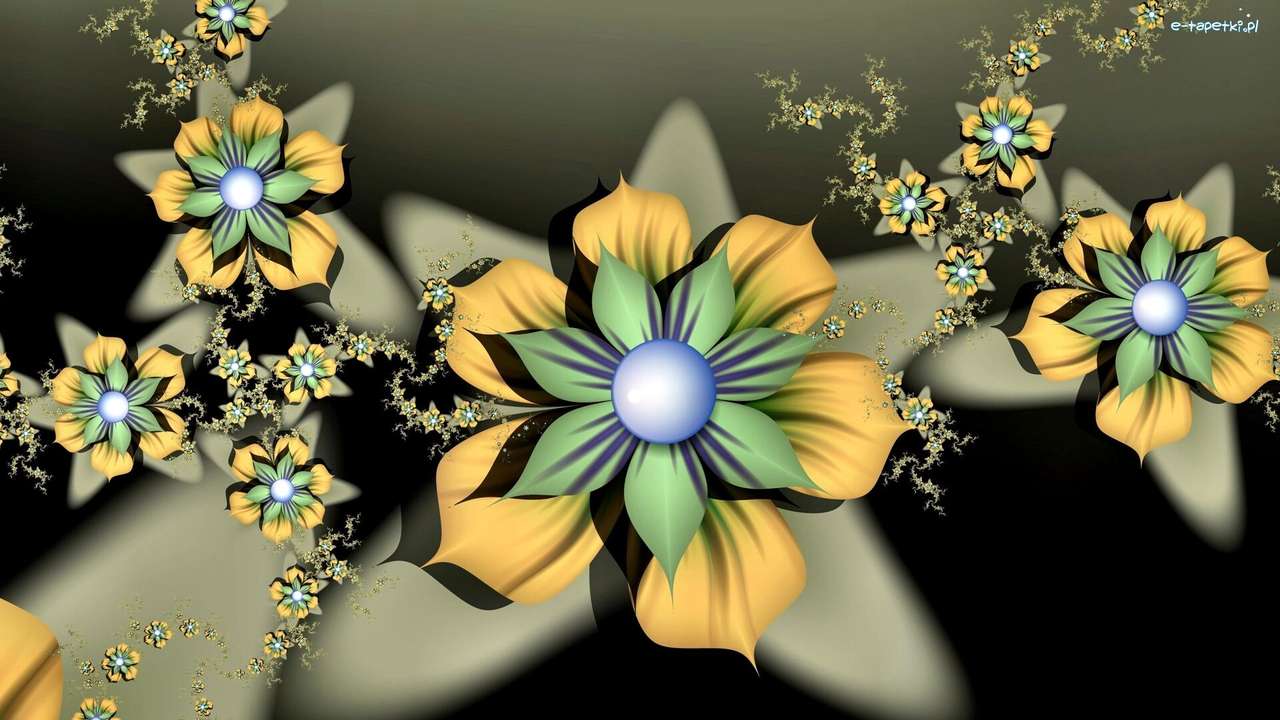 компютърна графика - цветя онлайн пъзел