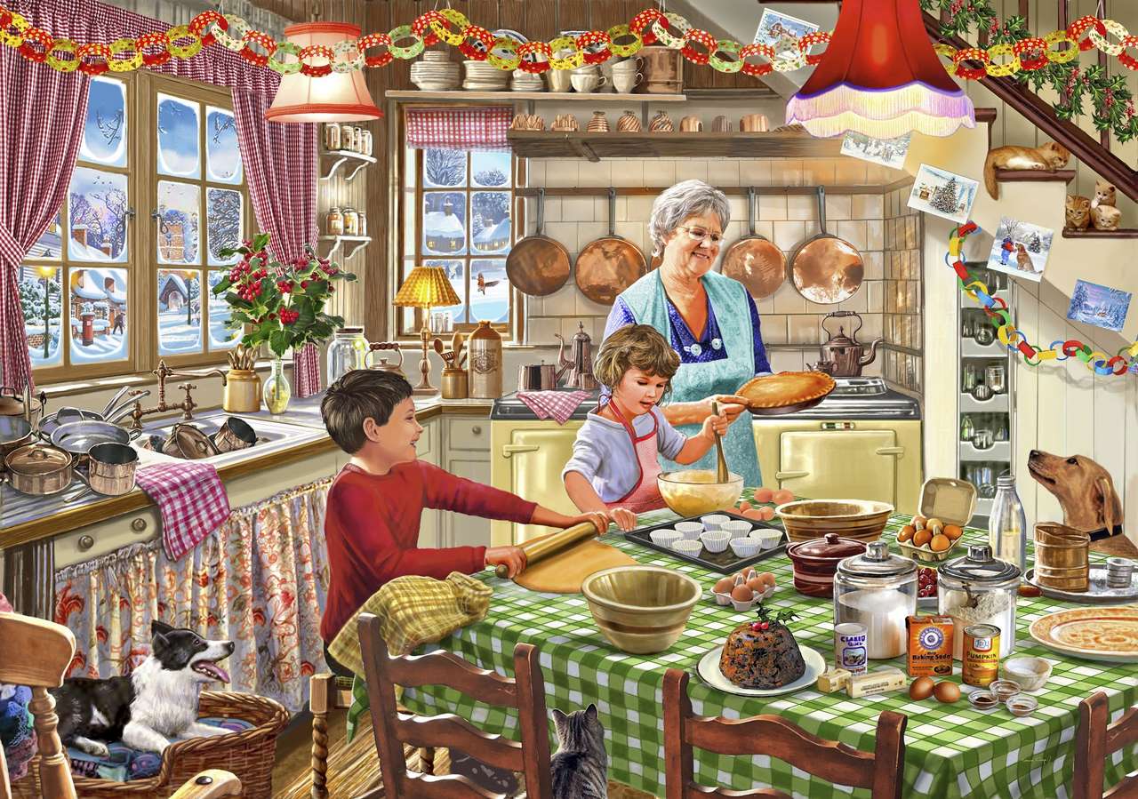 Cours de pâtisserie avec grand-mère puzzle en ligne