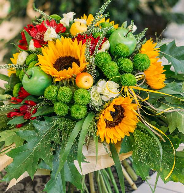 Blumenstrauß mit Sonnenblumen Online-Puzzle