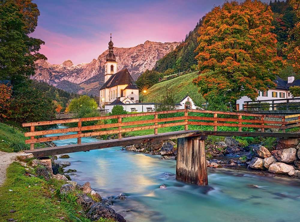 híd, templom a hegyekben online puzzle