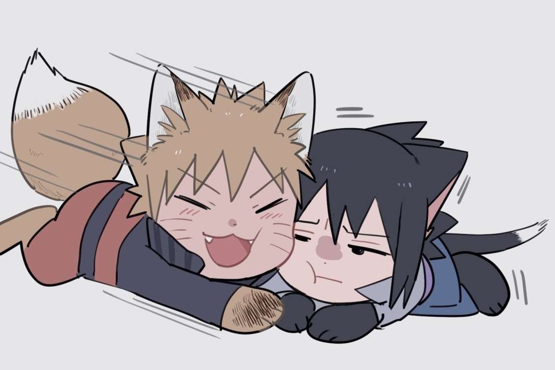 Naruto és Sasuke macska verzió kirakós online