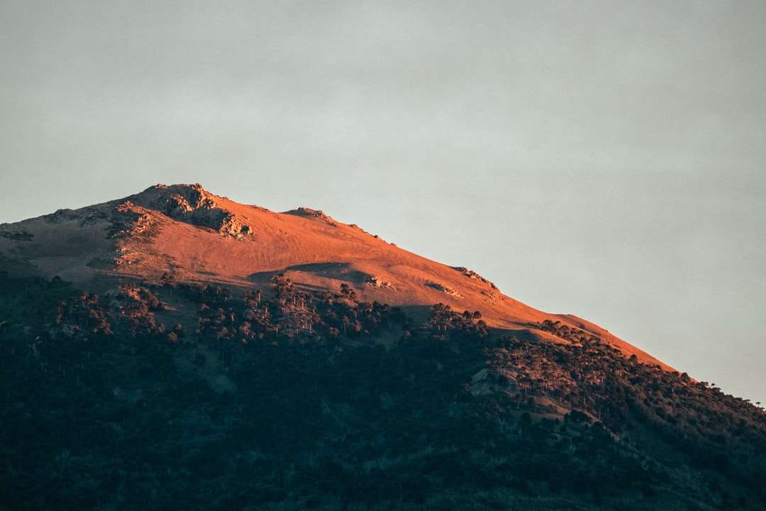 montagna marrone sotto il cielo grigio puzzle online