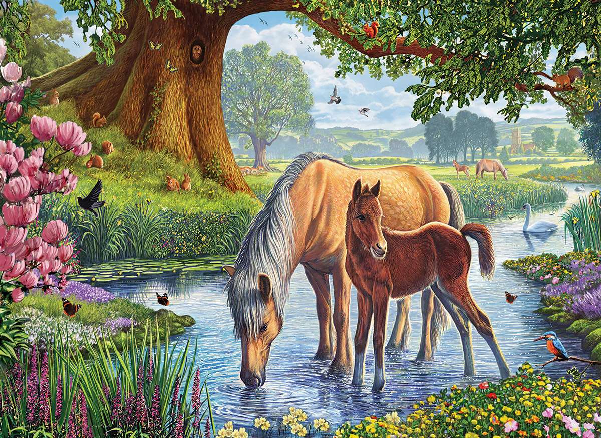 Paarden naar de rivier legpuzzel online