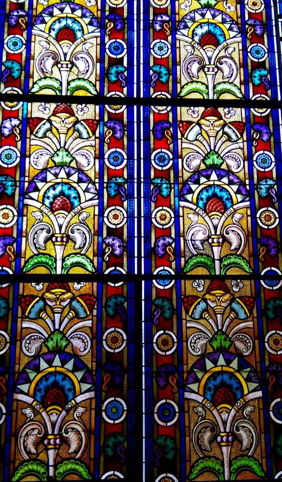 Pilsen stained glass window Synagogue Czech Republic online puzzle