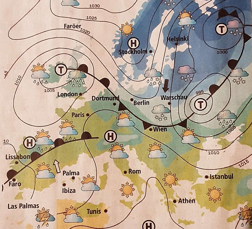 Väderkarta för Europa pussel på nätet