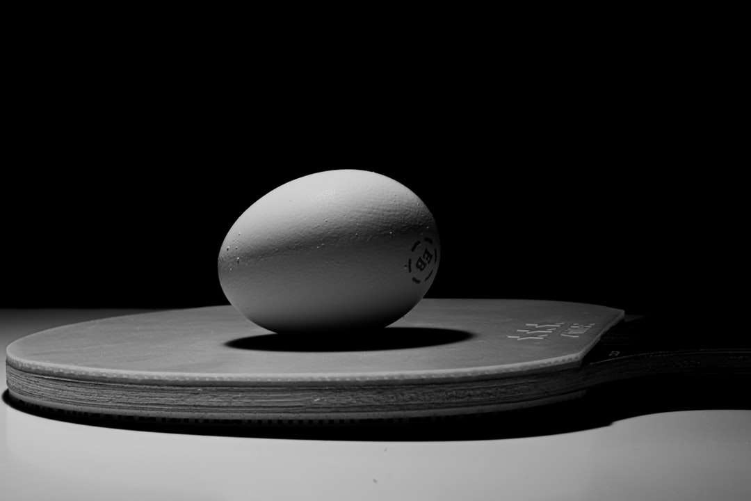 λευκή μπάλα σε μαύρο στρογγυλό πιάτο online παζλ
