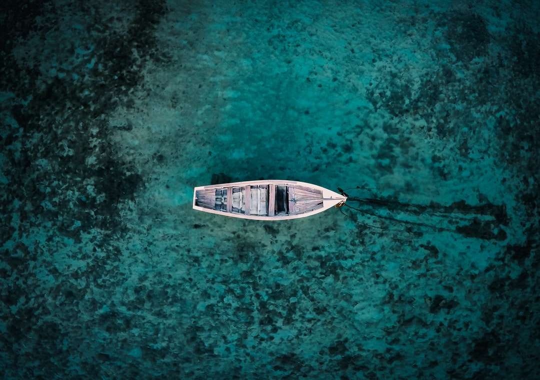 bílý člun na vodě skládačky online