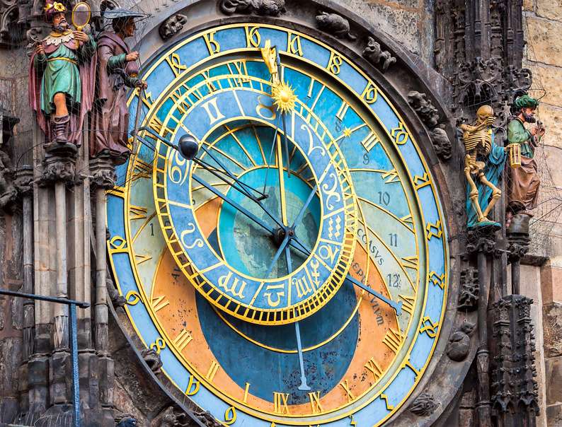 Orologi di Praga sul municipio della città vecchia puzzle online