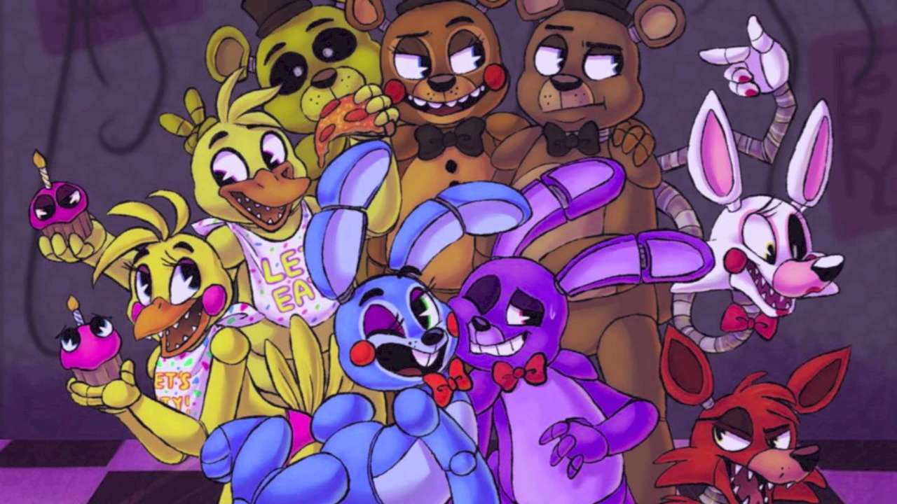 withered chica, mangle and toy chica - online puzzle