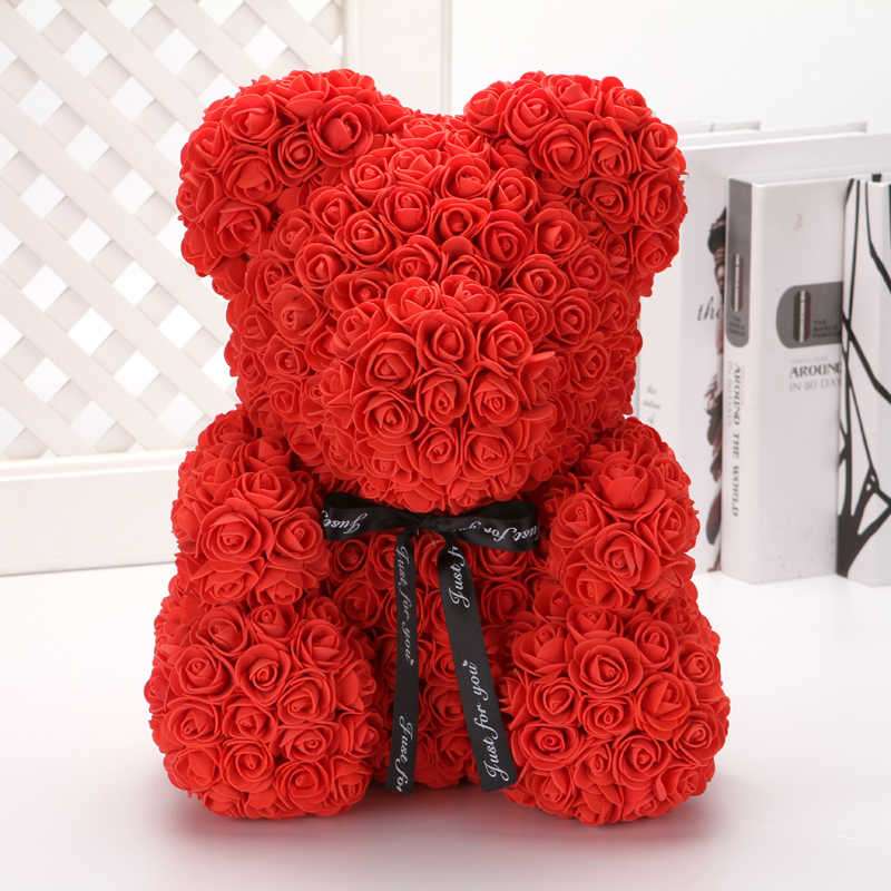 Teddybär mit roten Rosen Online-Puzzle