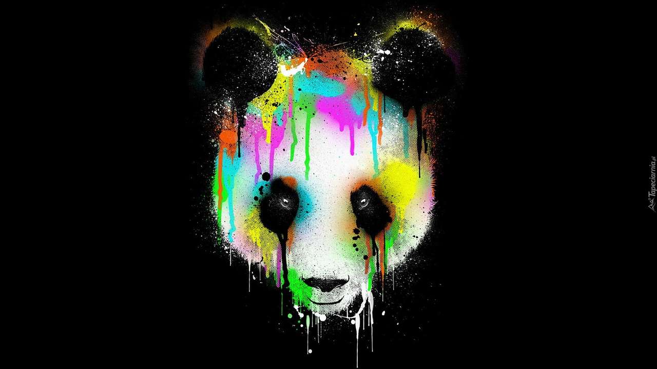 Панда черный фон онлайн-пазл