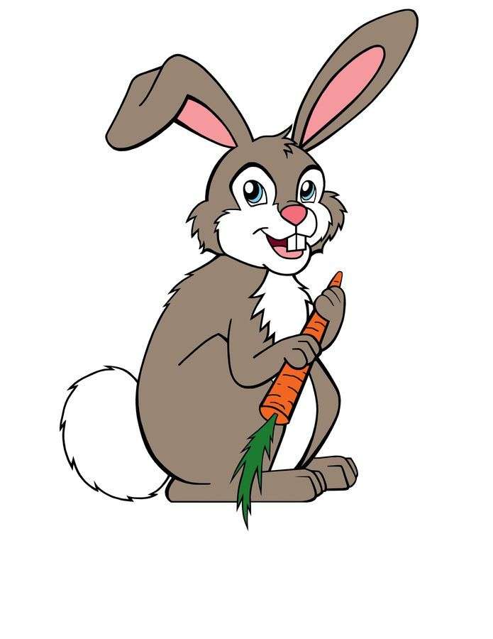 Снимка на заек, който държи морков онлайн пъзел