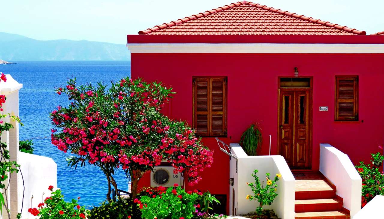 Κόκκινο σπίτι με θέα στη θάλασσα online παζλ