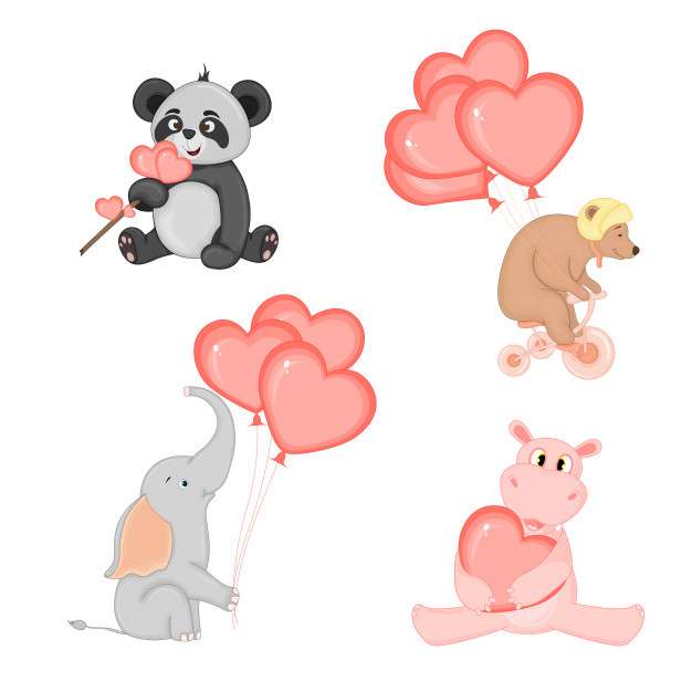 animale cu inimă puzzle online